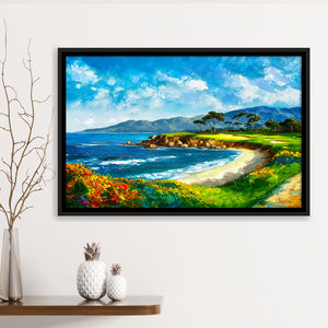 Pebble Beach Golf Links, Oil Painting Art, Golf Art Print, Gift for him, Framed Canvas Prints Wall Art