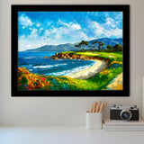 Pebble Beach Golf Links, Oil Painting Art, Golf Art, Gift for him, Framed Art Prints Wall Decor