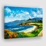 Pebble Beach Golf Links, Oil Painting Art, Golf Art Print, Gift for him, Canvas Prints Wall Art