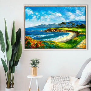 Pebble Beach Golf Links, Oil Painting Art, Golf Art Print, Gift for him, Framed Canvas Prints Wall Art