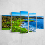 Pebble Beach Golf Links Painting V1, California, Golf Art Print, Mixed 5 Panel, Canvas Prints Wall Art