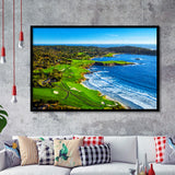 Pebble Beach Golf Links Painting V1, California, Golf Art, Gift for him, Framed Art Prints Wall Decor