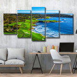 Pebble Beach Golf Links Painting V1, California, Golf Art Print, Mixed 5 Panel, Canvas Prints Wall Art