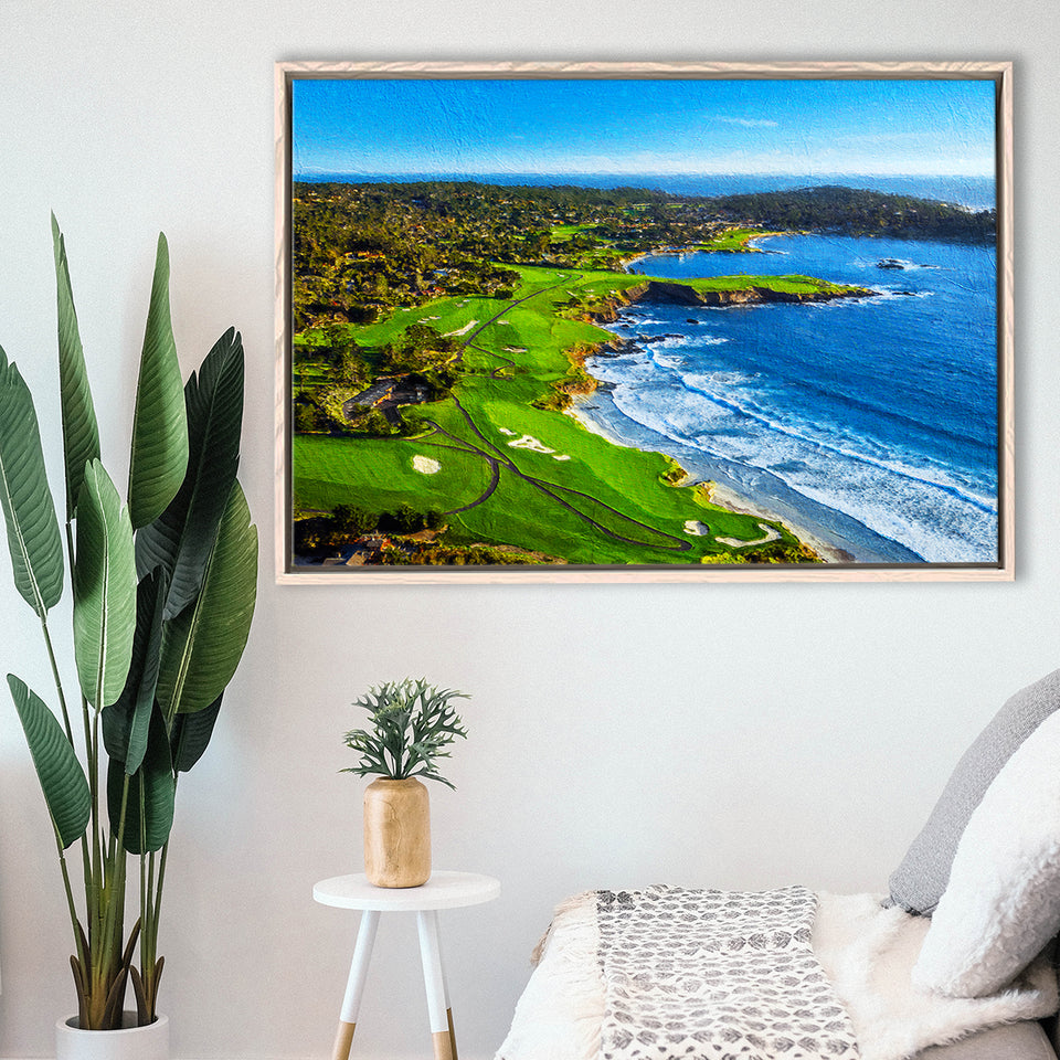 Pebble Beach Golf Links Painting V1, California, Golf Art Print, Gift for him, Framed Canvas Prints Wall Art