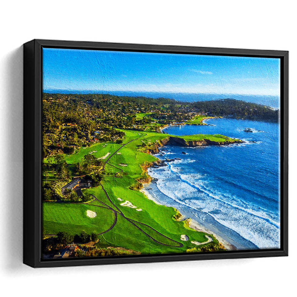 Pebble Beach Golf Links Painting V1, California, Golf Art Print, Gift for him, Framed Canvas Prints Wall Art