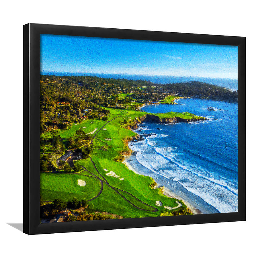 Pebble Beach Golf Links Painting V1, California, Golf Art, Gift for him, Framed Art Prints Wall Decor