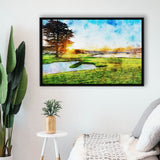 Pebble Beach Golf Resort, Sunrise On Hole 18, Golf Art Print, Gift for him, Framed Canvas Prints Wall Art