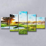 Pebble Beach Golf Resort, Sunrise On Hole 18, Golf Art Print, Mixed 5 Panel, Canvas Prints Wall Art