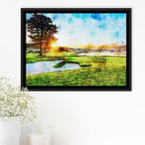 Pebble Beach Golf Resort, Sunrise On Hole 18, Golf Art Print, Gift for him, Framed Canvas Prints Wall Art