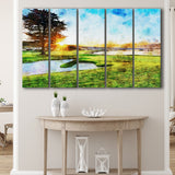 Pebble Beach Golf Resort, Sunrise On Hole 18, Golf Art Print, Extra Large 5 Panel, Canvas Prints Wall Art