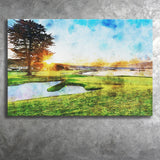 Pebble Beach Golf Resort, Sunrise On Hole 18, Golf Art Print, Gift for him, Canvas Prints Wall Art
