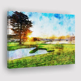 Pebble Beach Golf Resort, Sunrise On Hole 18, Golf Art Print, Gift for him, Canvas Prints Wall Art