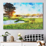 Pebble Beach Golf Resort, Sunrise On Hole 18, Golf Art Print, Gift for him, Canvas Prints Wall Art