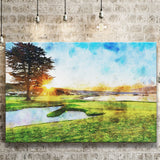 Pebble Beach Golf Resort, Sunrise On Hole 18, Golf Art Print, Gift for him, Canvas Prints Wall Art
