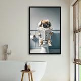 Pekingese Framed Canvas Prints Wall Art, Funny Bathroom Decor, Animal In Toilet