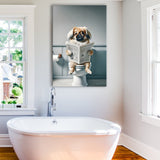 Pekingese Canvas Prints Wall Art, Funny Bathroom Decor, Animal in toilet