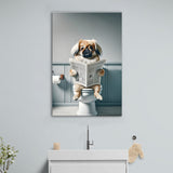Pekingese Canvas Prints Wall Art, Funny Bathroom Decor, Animal in toilet