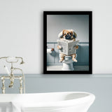 Pekingese Framed Art Print Wall Decor, Funny Bathroom Decor, Animal In Toilet