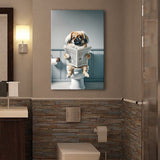Pekingese Canvas Prints Wall Art, Funny Bathroom Decor, Animal in toilet