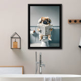 Pekingese Framed Canvas Prints Wall Art, Funny Bathroom Decor, Animal In Toilet