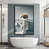 Pekingese Framed Canvas Prints Wall Art, Funny Bathroom Decor, Animal In Toilet