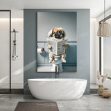 Pekingese Canvas Prints Wall Art, Funny Bathroom Decor, Animal in toilet