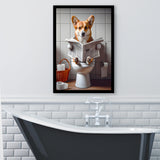 Pembroke Welsh Corgi Art Framed Art Print Wall Decor, Funny Bathroom Decor, Dog In Toilet