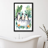 Penguins In Bathtub Bathroom Decor Print Funny Animal Art Framed Canvas Prints Wall Art, Bathroom Framed Art Decor