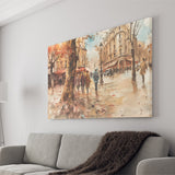 Peoples Walking on France's Street Water Color, Canvas Print Wall Art Home Decor, Painting Canvas Art Print