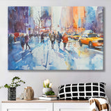 Peoples Walking on The Street New York Water color, Canvas Print Wall Art Home Decor, Painting Canvas Art Print