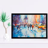 Peoples Walking on The Street New York Water color, Framed Art Print Wall Decor, Picture Framed Painting Art