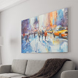 Peoples Walking on The Street New York Water color, Canvas Print Wall Art Home Decor, Painting Canvas Art Print