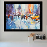 Peoples Walking on The Street New York Water color, Framed Art Print Wall Decor, Picture Framed Painting Art