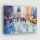 Peoples Walking on The Street New York Water color, Canvas Print Wall Art Home Decor, Painting Canvas Art Print