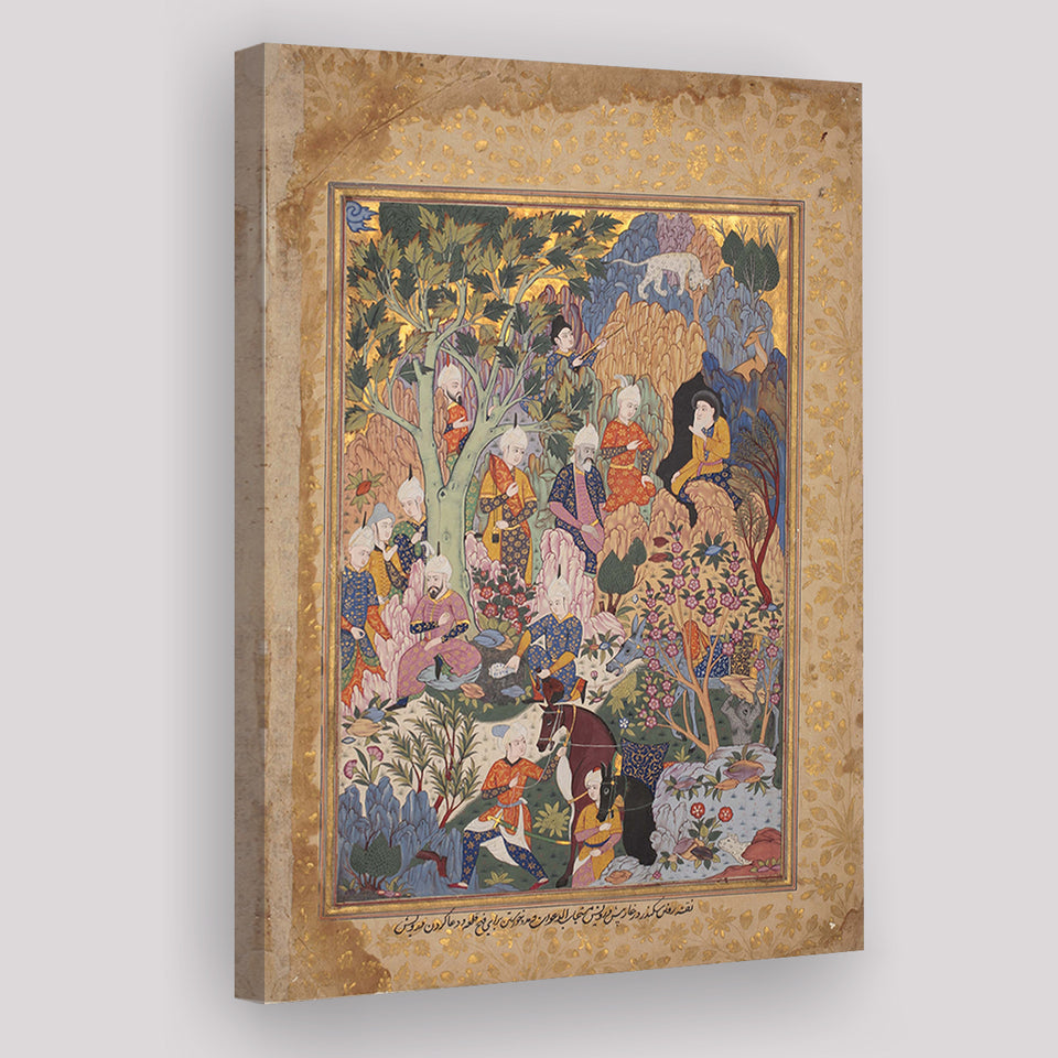 Persian Art, Miniature Art Print, Islamic Manuscript Painting, Mughal Empire Decor, Canvas Painting, Canvas Print Wall Art Decor