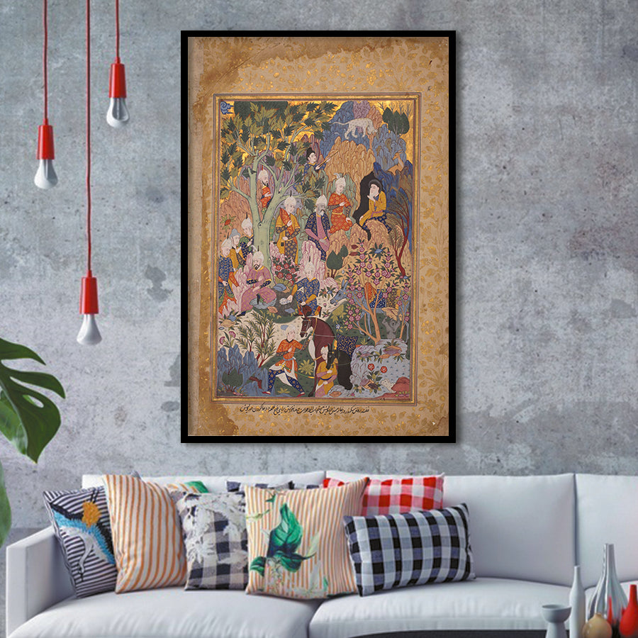 Persian Art, Miniature Art Print, Islamic Manuscript Painting, Framed Art Prints Wall Decor, Picture Framed
