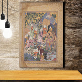 Persian Art, Miniature Art Print, Islamic Manuscript Painting, Mughal Empire Decor, Canvas Painting, Canvas Print Wall Art Decor