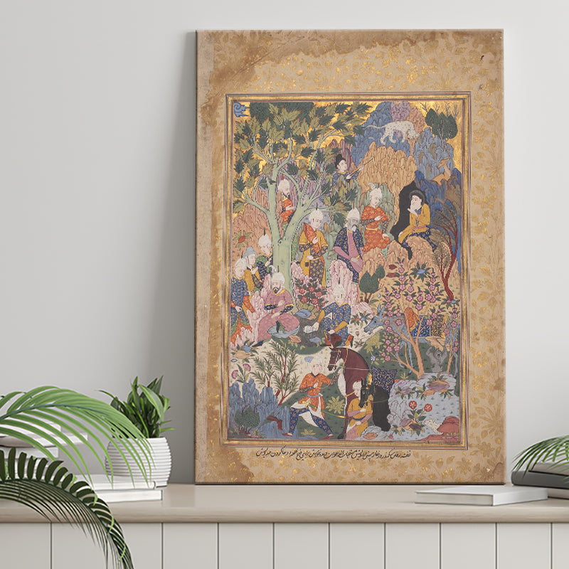 Persian Art, Miniature Art Print, Islamic Manuscript Painting, Mughal Empire Decor, Canvas Painting, Canvas Print Wall Art Decor
