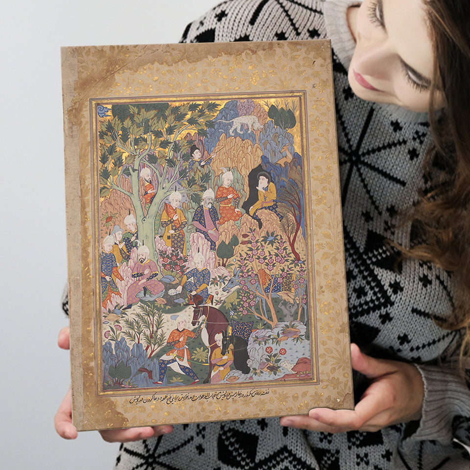 Persian Art, Miniature Art Print, Islamic Manuscript Painting, Mughal Empire Decor, Canvas Painting, Canvas Print Wall Art Decor