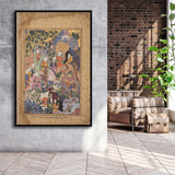 Persian Art, Miniature Art Print, Islamic Manuscript Painting,Framed Canvas Prints Wall Art Decor, Floating Frame