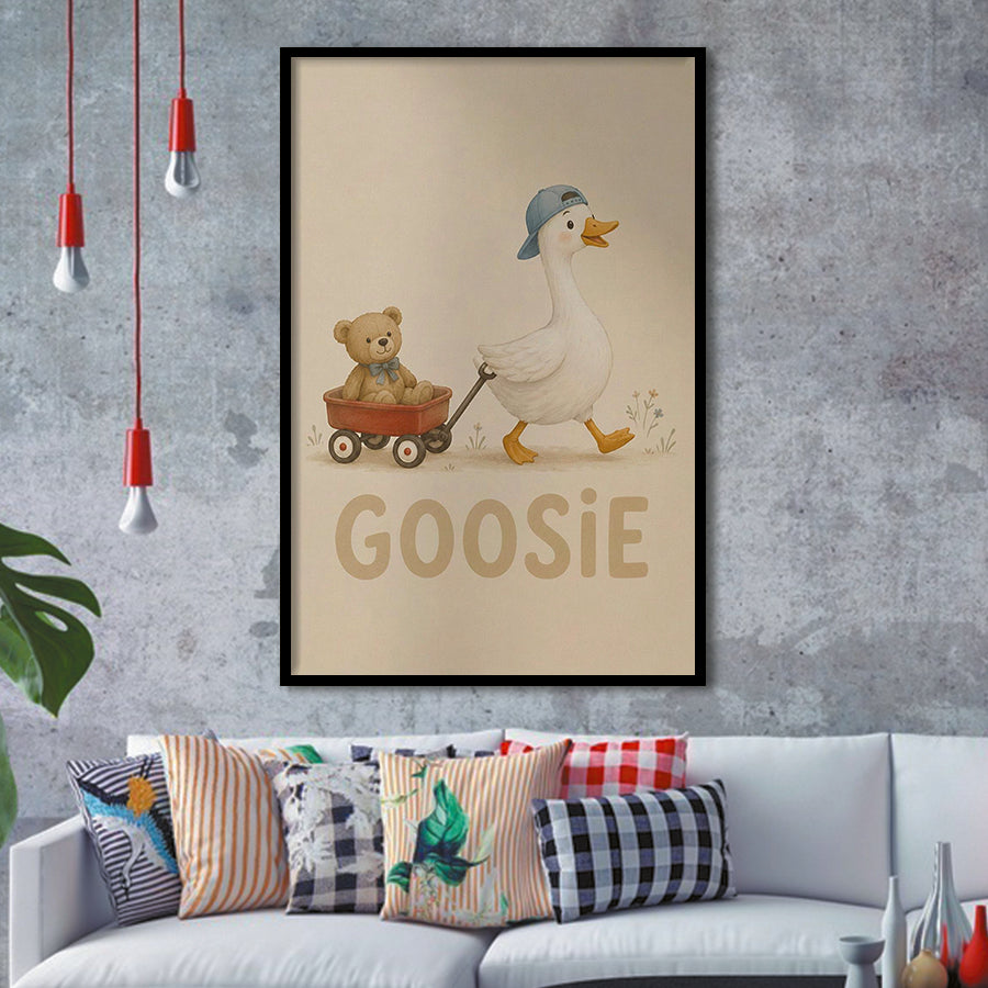 Personalized Mispronunciation Print, Goose Teddy Nursery, Pet Lover Art, Framed Art Print, Fine Art Wall Decor