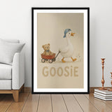 Personalized Mispronunciation Print, Goose Teddy Nursery, Pet Lover Art, Framed Art Print White Border