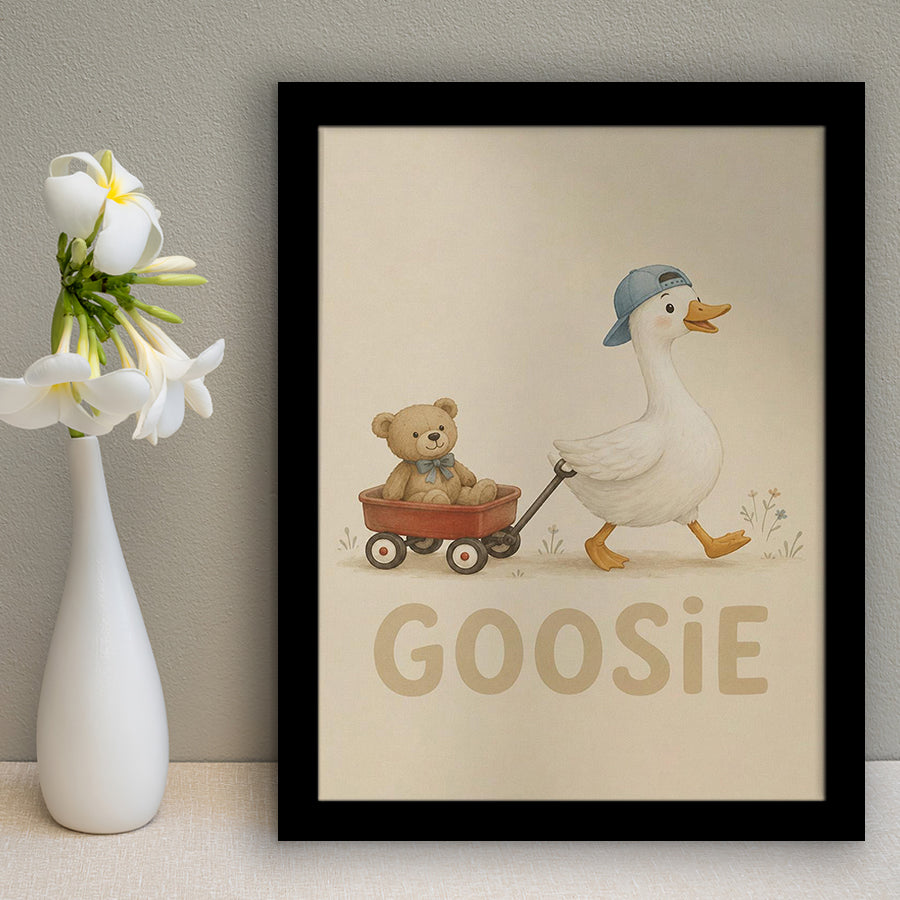 Personalized Mispronunciation Print, Goose Teddy Nursery, Pet Lover Art, Framed Art Print, Fine Art Wall Decor