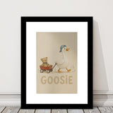 Personalized Mispronunciation Print, Goose Teddy Nursery, Pet Lover Art, Framed Art Print White Border