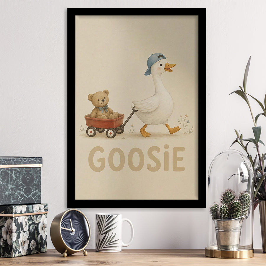 Personalized Mispronunciation Print, Goose Teddy Nursery, Pet Lover Art, Framed Art Print, Fine Art Wall Decor