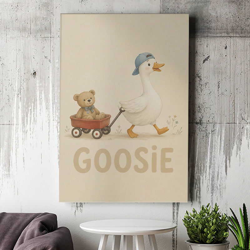 Personalized Mispronunciation Print, Goose Teddy Nursery, Pet Lover Art, Canvas Print Wall Art, Wall Decor