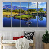 Pga West Stadium Course Painting, Hole 17At Califorlia, Golf Art Print, Extra Large 5 Panel, Canvas Prints Wall Art