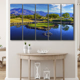 Pga West Stadium Course Painting, Hole 17At Califorlia, Golf Art Print, Extra Large 5 Panel, Canvas Prints Wall Art