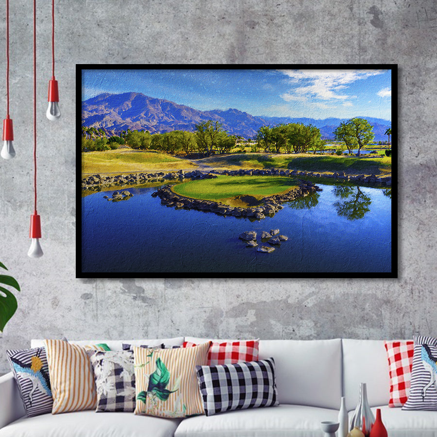 Pga West Stadium Course Painting, Hole 17At Califorlia, Golf Art, Gift for him, Framed Art Prints Wall Decor