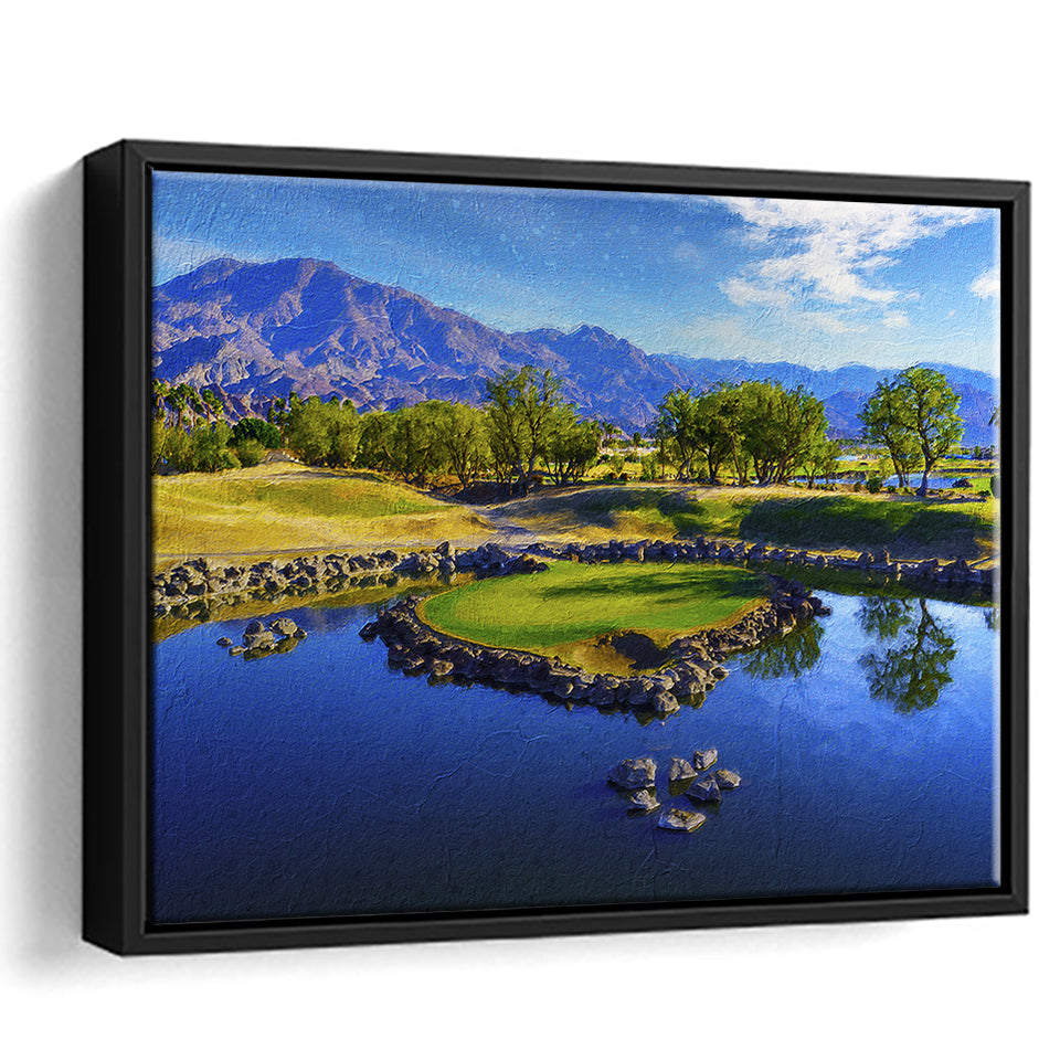 Pga West Stadium Course Painting, Hole 17At Califorlia, Golf Art Print, Gift for him, Framed Canvas Prints Wall Art